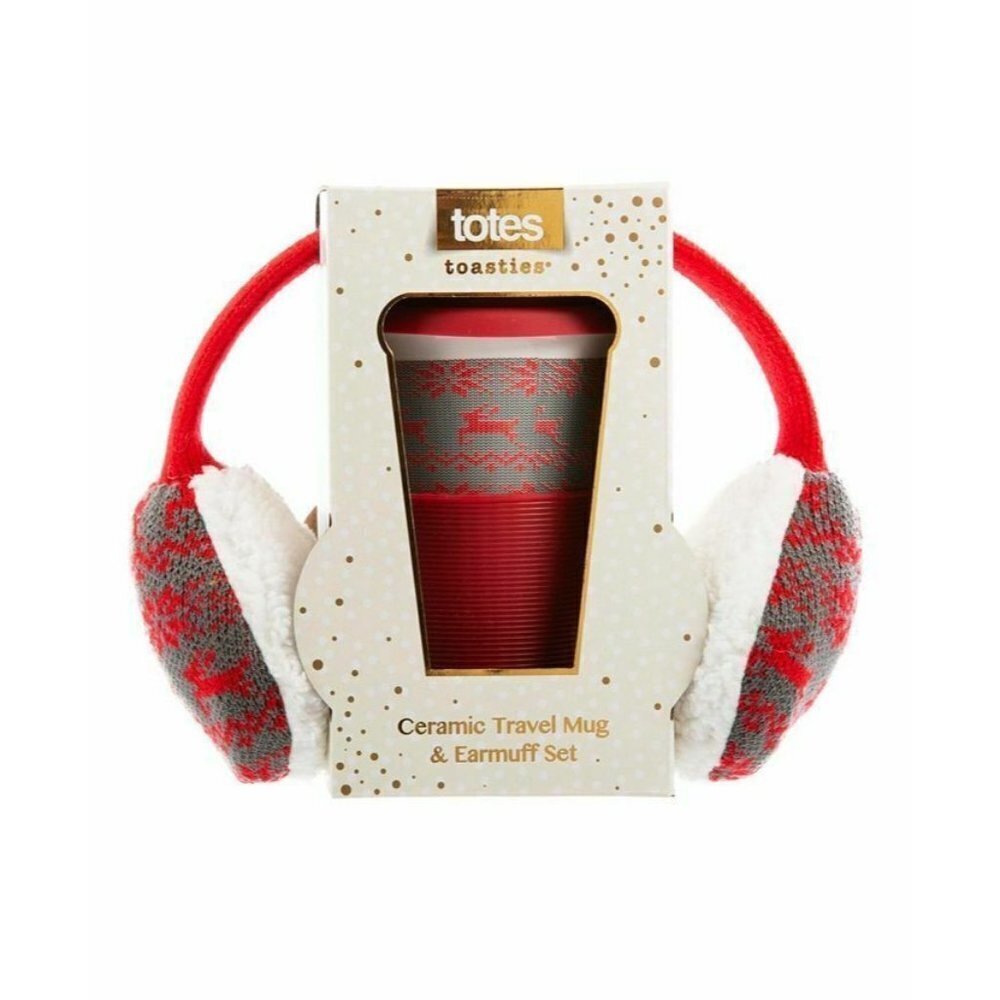 Totes Ceramic Travel Mug & Fair Isle Earmuff Set